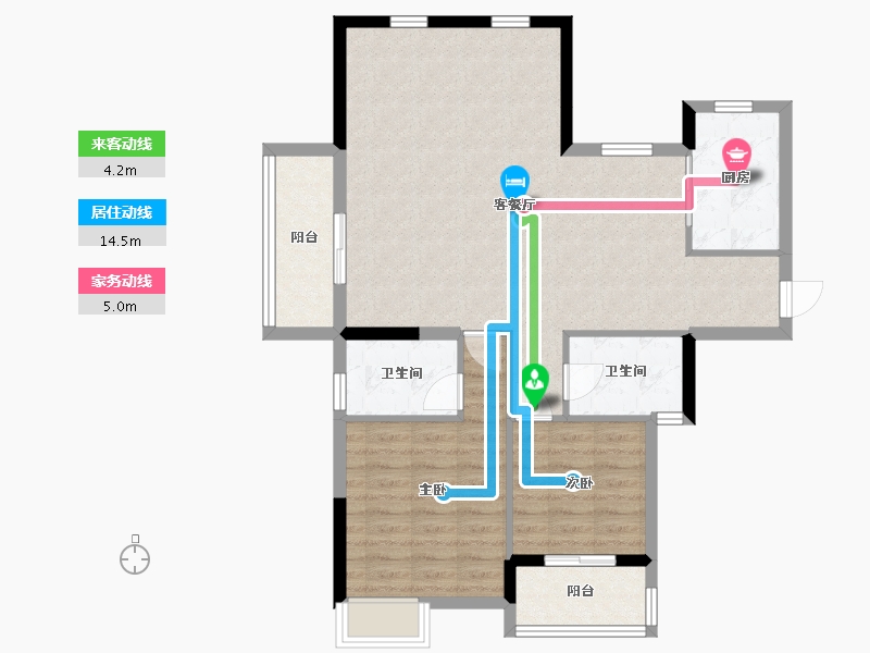 浙江省-杭州市-金世纪运河丽园-90.26-户型库-动静线