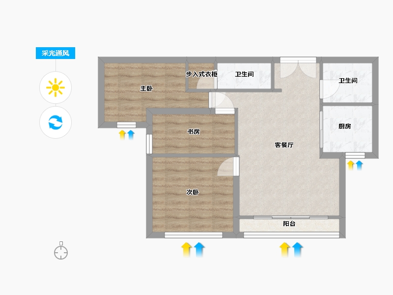 甘肃省-兰州市-温商金城北岸-93.60-户型库-采光通风