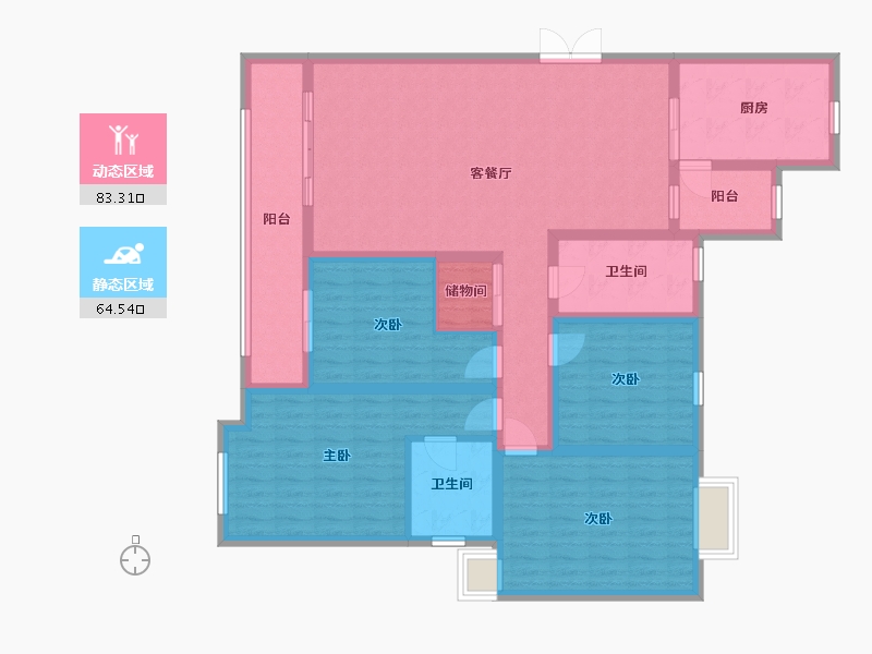 山东省-滨州市-天元皇家公馆-144.80-户型库-动静分区