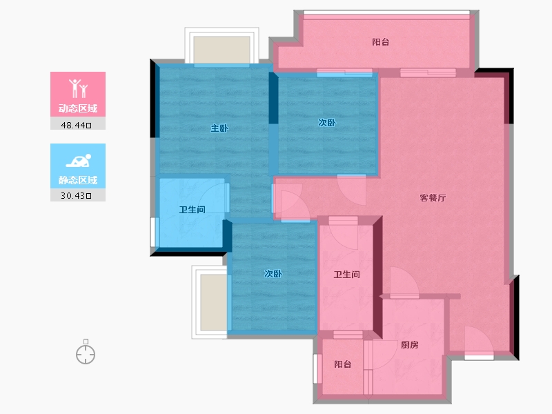 重庆-重庆市-金地自在城-75.00-户型库-动静分区