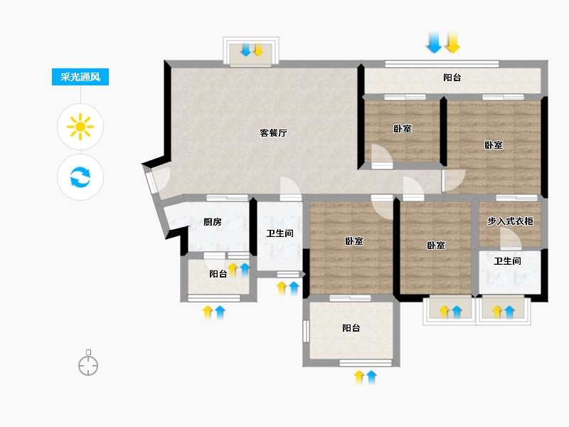 四川省-德阳市-蔚蓝半岛二期-107.82-户型库-采光通风