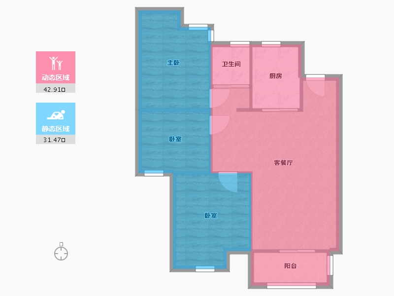 江苏省-南京市-弘阳旭日爱上城-第三区-70.99-户型库-动静分区