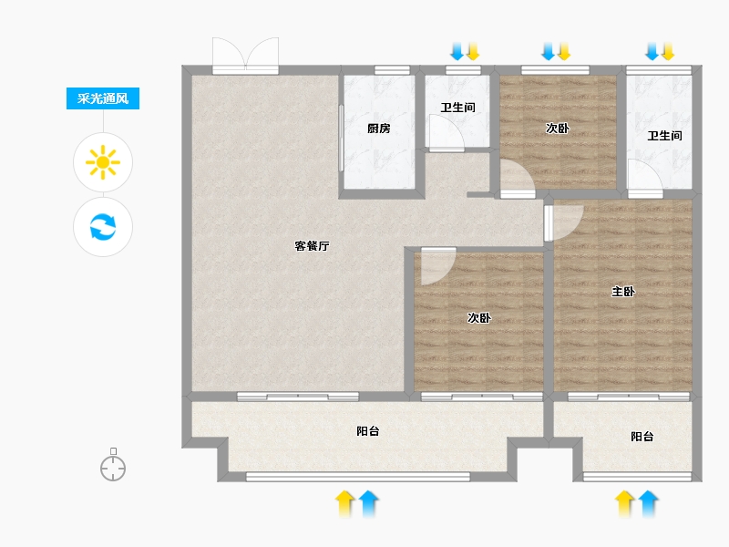 河南省-平顶山市-郏县建业城3期-123.00-户型库-采光通风