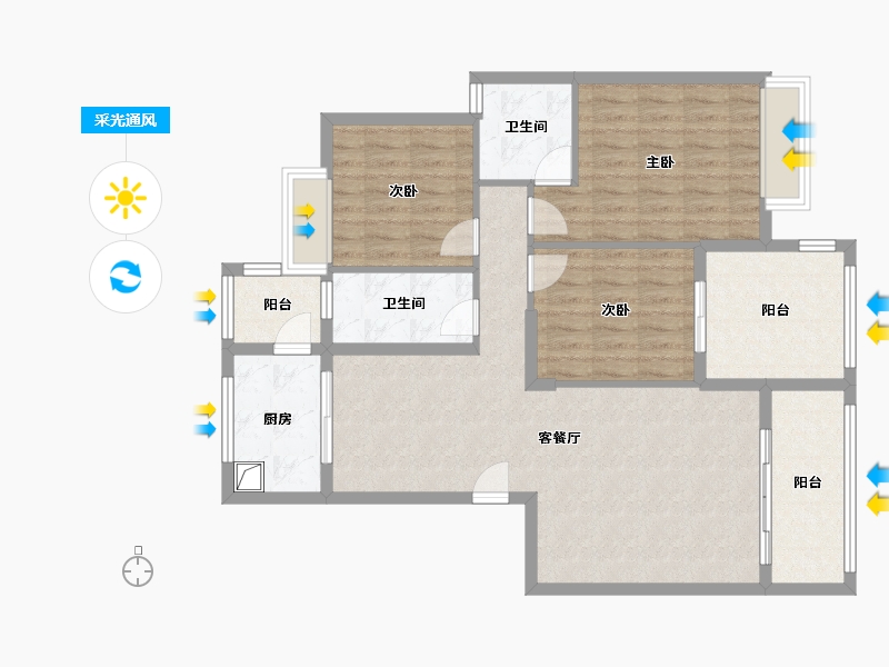 湖南省-邵阳市-福星御景城-132.00-户型库-采光通风