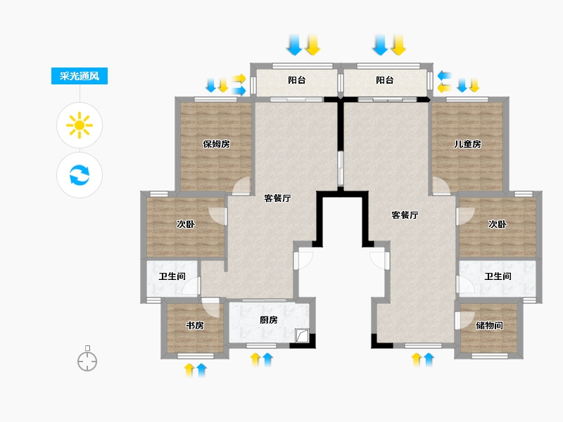 浙江省-湖州市-德清千龙茗苑-160.00-户型库-采光通风