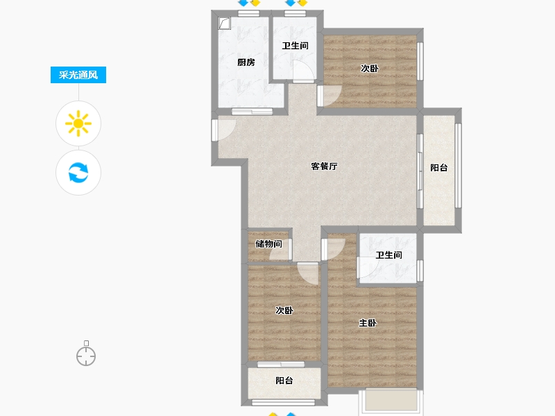 福建省-南平市-皇庭御园-88.00-户型库-采光通风