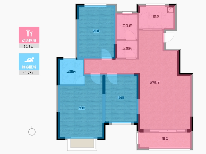 江西省-南昌市-中煤凯旋湾-86.05-户型库-动静分区