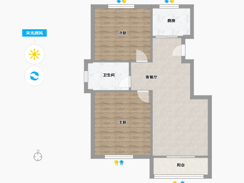 江苏省-南通市-汇智嘉园-75.77-户型库-采光通风