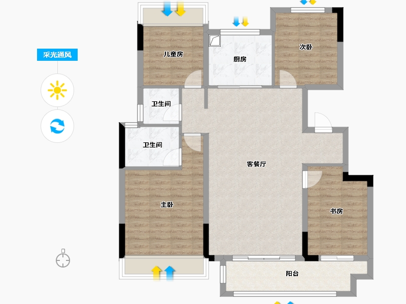 江西省-赣州市-中梁江都府-101.80-户型库-采光通风