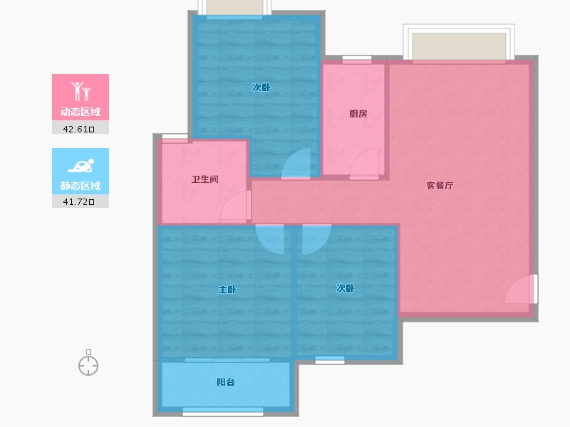 湖北省-武汉市-东北角纽宾凯国际社区蜜城-86.05-户型库-动静分区