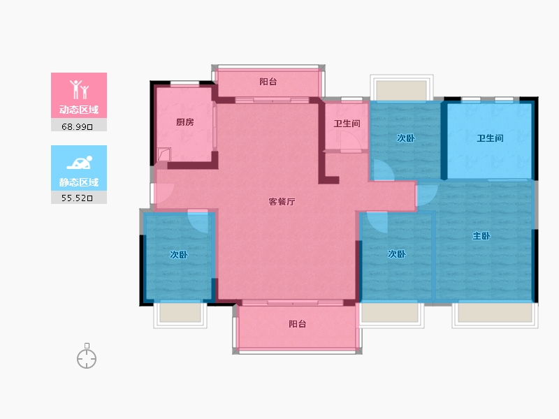 广东省-汕尾市-方直紫珑府-121.00-户型库-动静分区