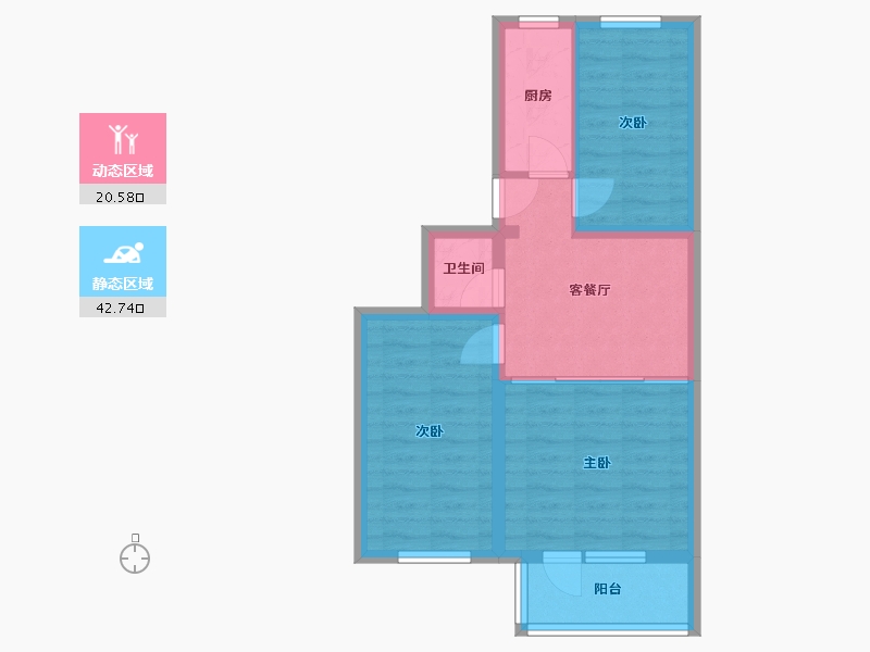 北京-北京市-车公庄西路23号院-57.76-户型库-动静分区