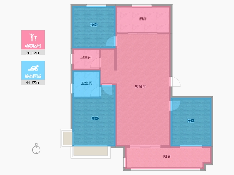 河南省-信阳市-清华园-132.96-户型库-动静分区