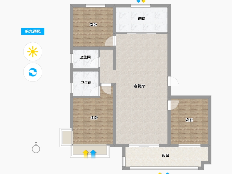 河南省-信阳市-清华园-132.96-户型库-采光通风