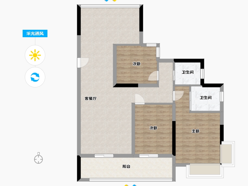 湖北省-孝感市-民邦壹号院-95.14-户型库-采光通风