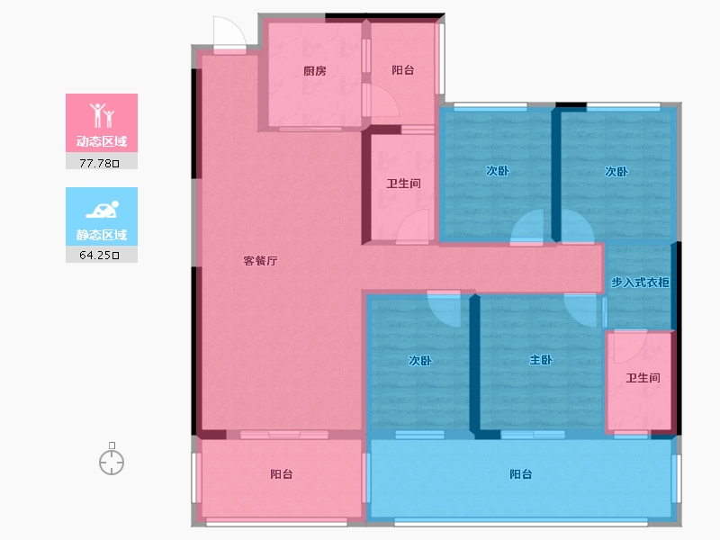 贵州省-六盘水市-湾田盘州盛世-126.40-户型库-动静分区