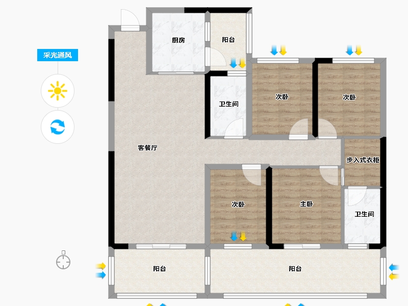 贵州省-六盘水市-湾田盘州盛世-126.40-户型库-采光通风