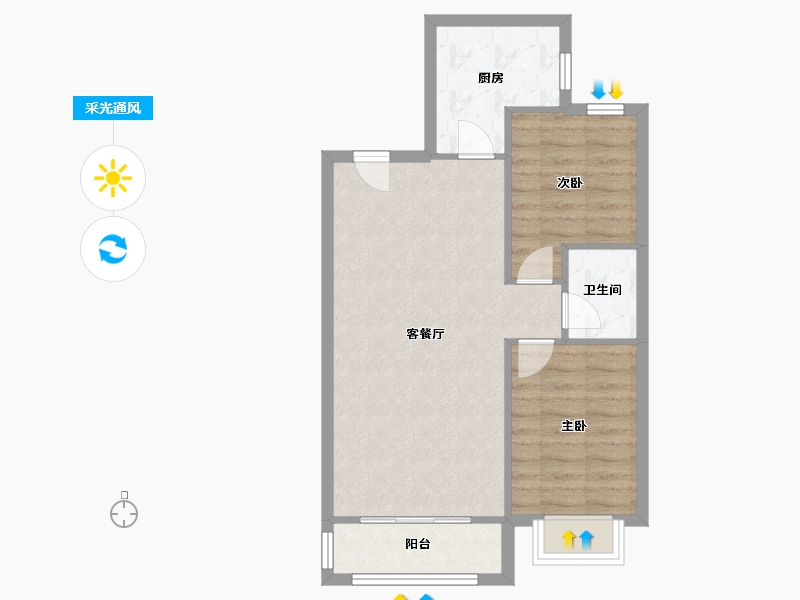 河北省-唐山市-渤海豪庭-63.00-户型库-采光通风