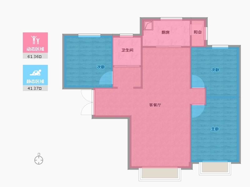 新疆维吾尔自治区-乌鲁木齐市-紫金城东湖左岸-94.40-户型库-动静分区