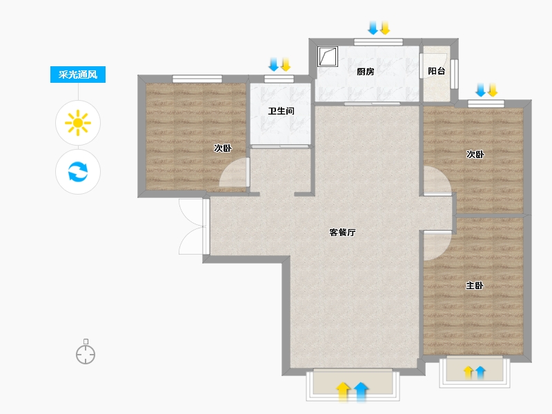 新疆维吾尔自治区-乌鲁木齐市-紫金城东湖左岸-94.40-户型库-采光通风