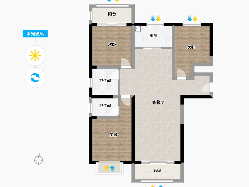 河南省-新乡市-锦泰盛苑住宅小区-108.74-户型库-采光通风