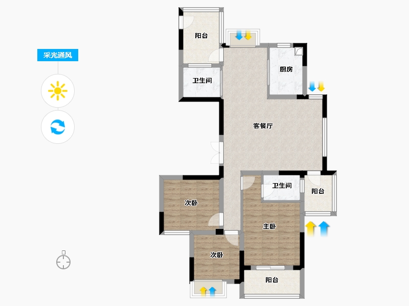 浙江省-嘉兴市-缔艺家园-98.00-户型库-采光通风