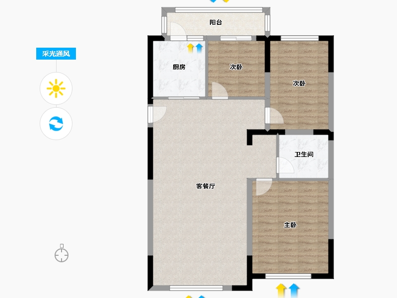 黑龙江省-七台河市-鑫源帝景-104.80-户型库-采光通风