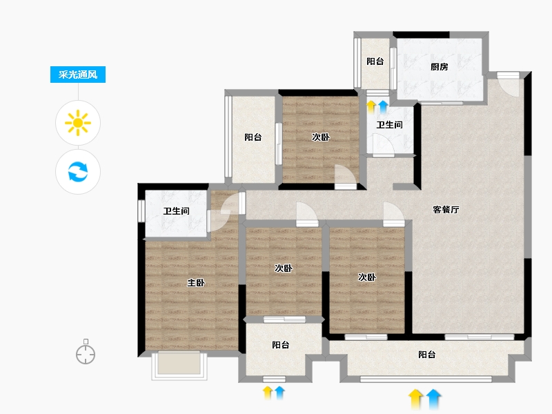 湖南省-娄底市-万盛三期-140.00-户型库-采光通风