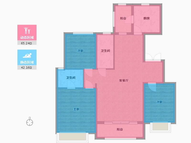 新疆维吾尔自治区-阿克苏地区-拜城县沁德园-103.00-户型库-动静分区