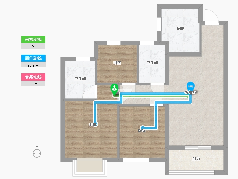 浙江省-杭州市-璟涛湾-72.00-户型库-动静线