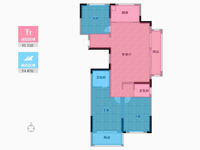 浙江省-宁波市-时代江湾-106.00-户型库-动静分区