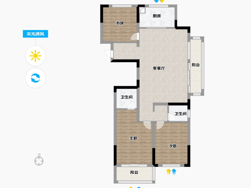 浙江省-宁波市-时代江湾-106.00-户型库-采光通风