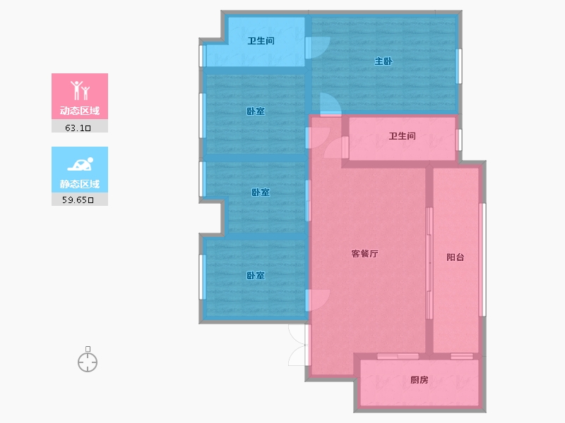 重庆-重庆市-海棠国际万古里-121.00-户型库-动静分区