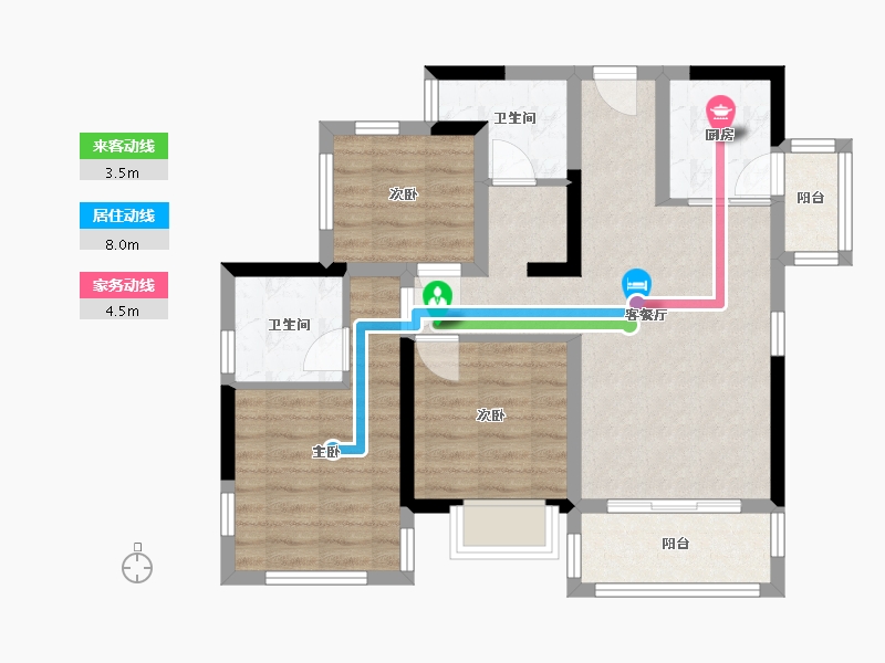 四川省-南充市-蓝润千里江城江湾-72.00-户型库-动静线