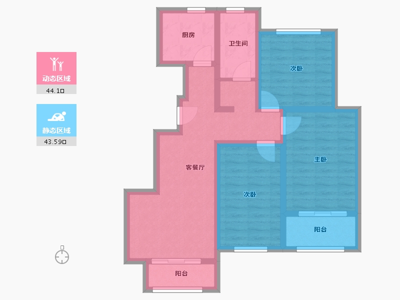 河南省-郑州市-岭军峪花园一号院-84.00-户型库-动静分区