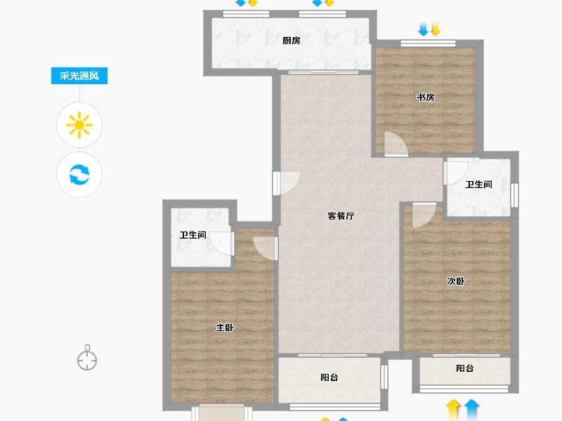 江苏省-无锡市-马鞍苑1区-101.60-户型库-采光通风