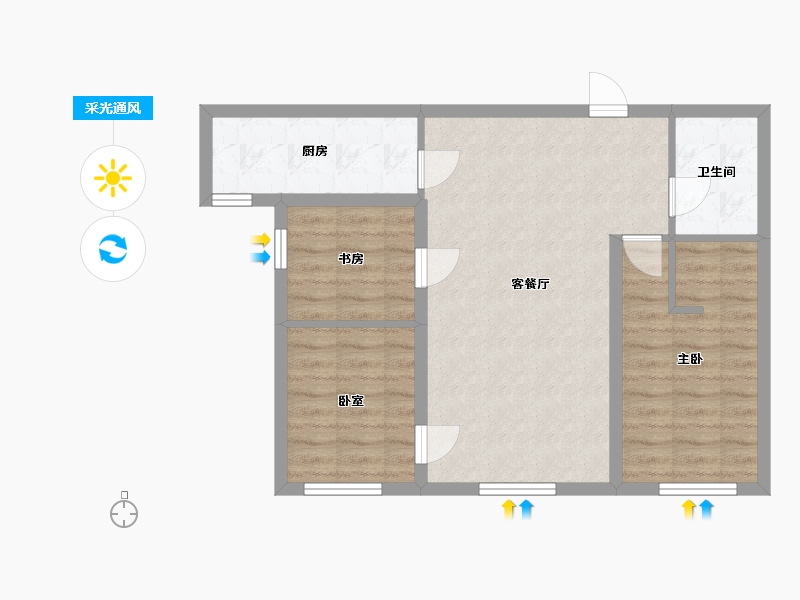 新疆维吾尔自治区-乌鲁木齐市-阳光恒昌商务公园一品苑一期-81.86-户型库-采光通风