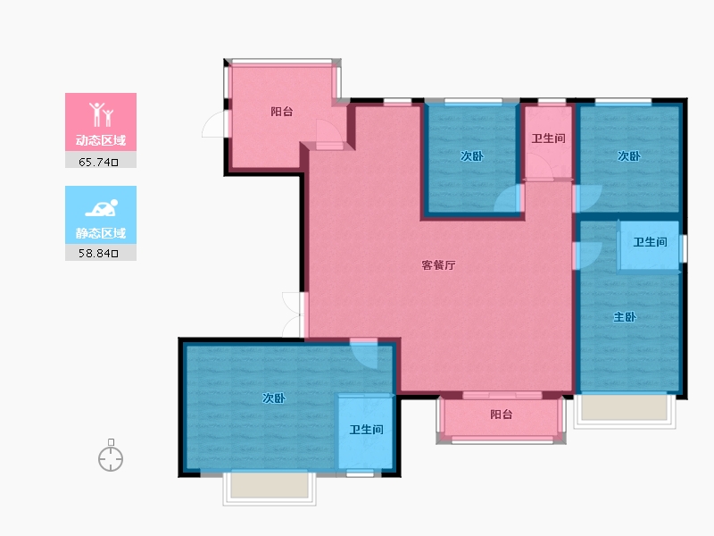 河北省-唐山市-经典温哥华-113.60-户型库-动静分区