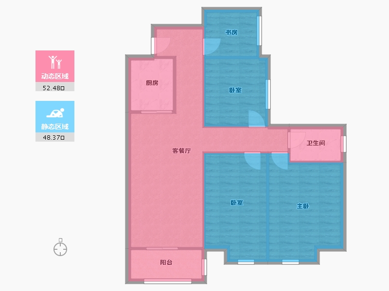 江苏省-南京市-21世纪国际公寓-西区-85.60-户型库-动静分区