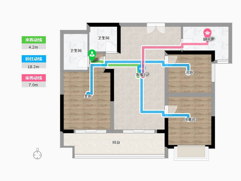 陕西省-榆林市-万民新天地住宅小区中核华兴项目部-86.00-户型库-动静线