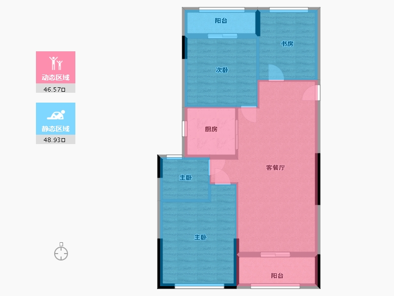 浙江省-金华市-锦溪北苑-86.40-户型库-动静分区