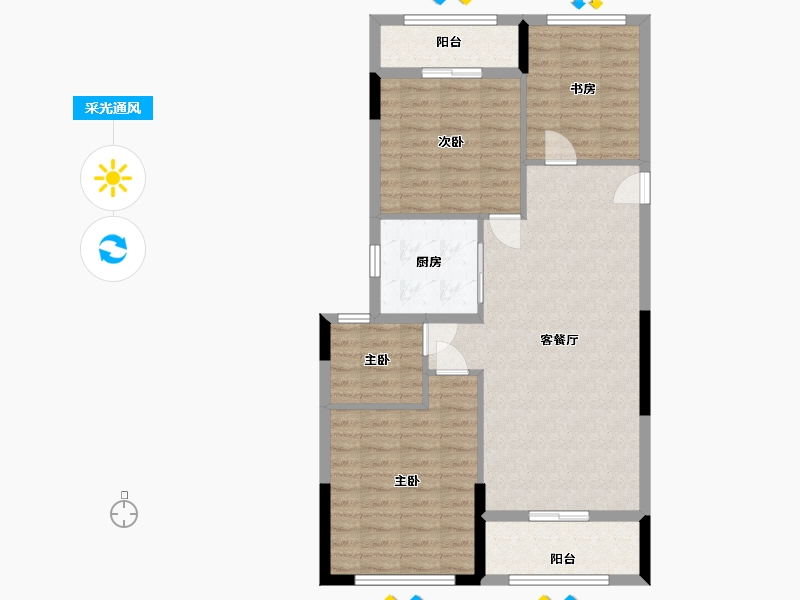 浙江省-金华市-锦溪北苑-86.40-户型库-采光通风