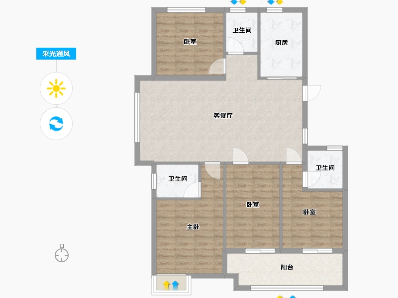 浙江省-丽水市-毓秀华庭-140.00-户型库-采光通风