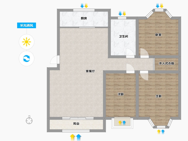 山东省-枣庄市-凤凰山西区-108.00-户型库-采光通风