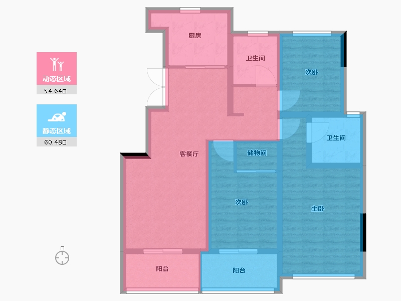 江苏省-扬州市-光明花苑-102.40-户型库-动静分区