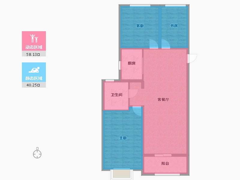 青海省-西宁市-熙龙湾住宅小区-88.64-户型库-动静分区