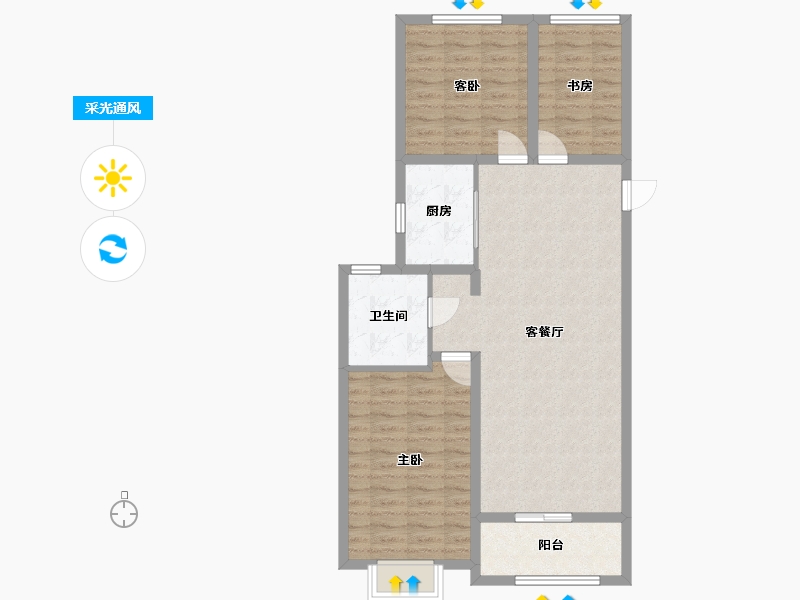 青海省-西宁市-熙龙湾住宅小区-88.64-户型库-采光通风