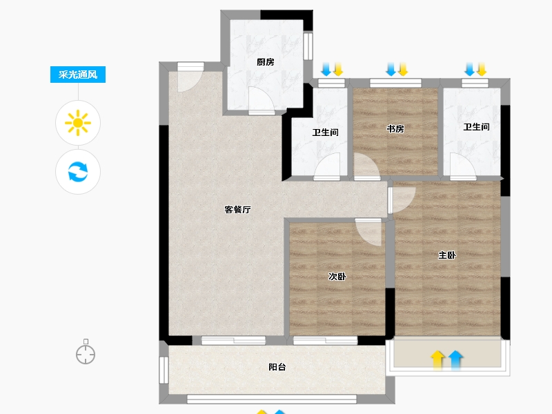 贵州省-贵阳市-建发央著-71.20-户型库-采光通风