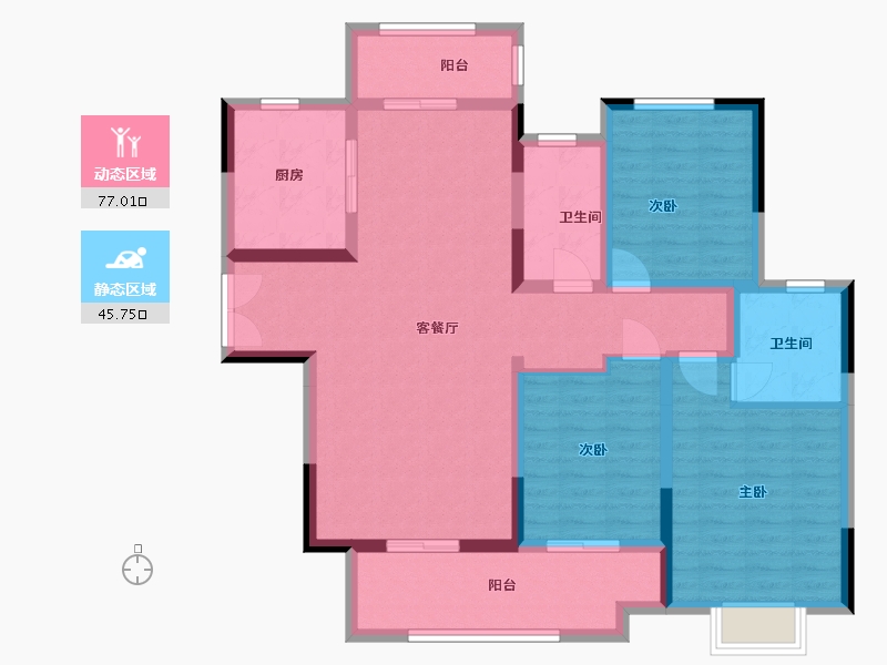 河南省-驻马店市-建业公园里-108.96-户型库-动静分区