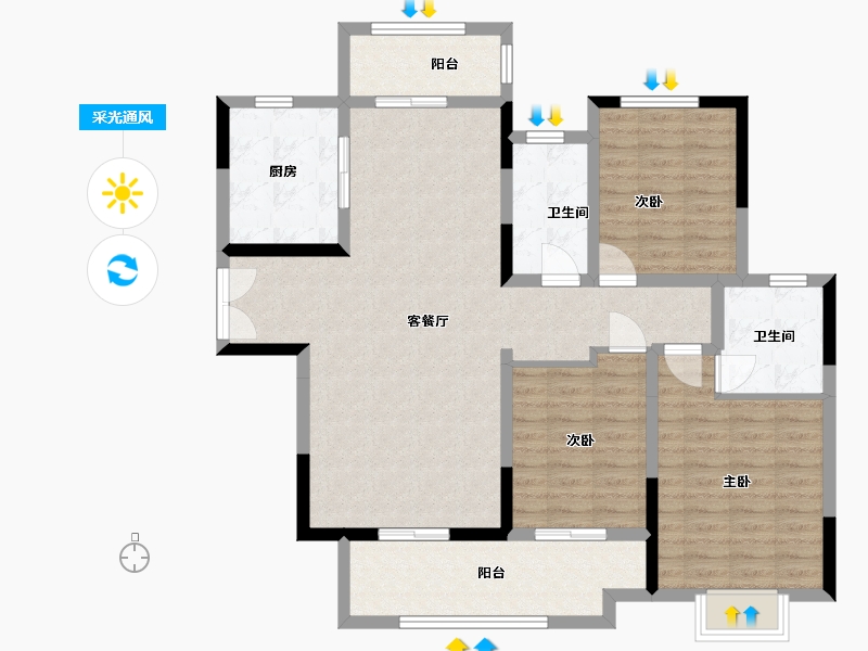 河南省-驻马店市-建业公园里-108.96-户型库-采光通风